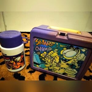 Vintage Garfield Lunch Box With Thermos. "Snarf, Chomp!"